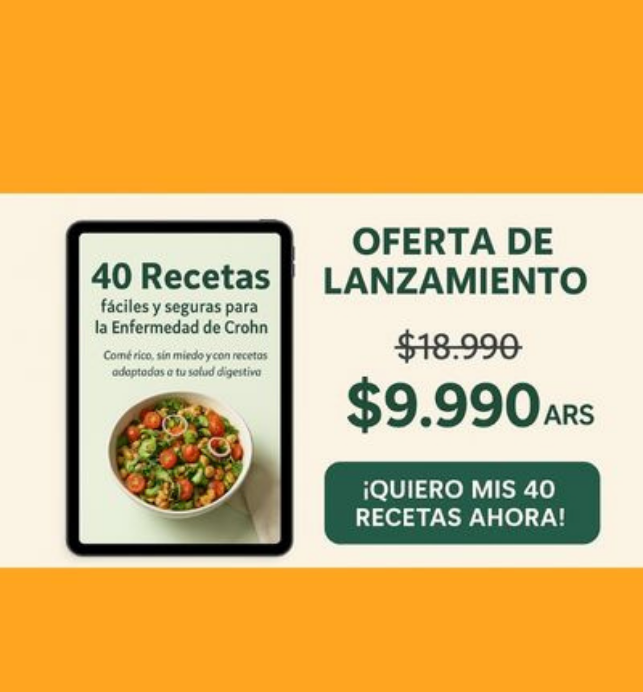 EBOOK de 40 recetas de Enfermedad de Crohn